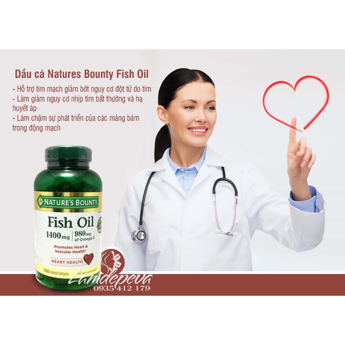 Viên uống dầu cá Nature’s Bounty Fish Oil 1400mg hộp 130 viên của Mỹ🤩