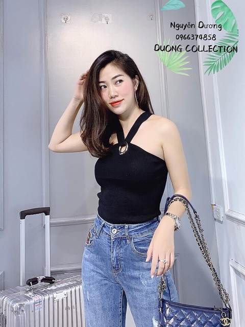 Áo len khuy tròn dây chéo mã 390