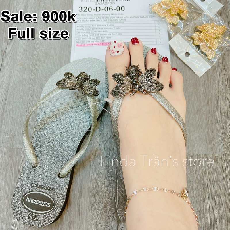 dép HVN mix charm ong lớn đen