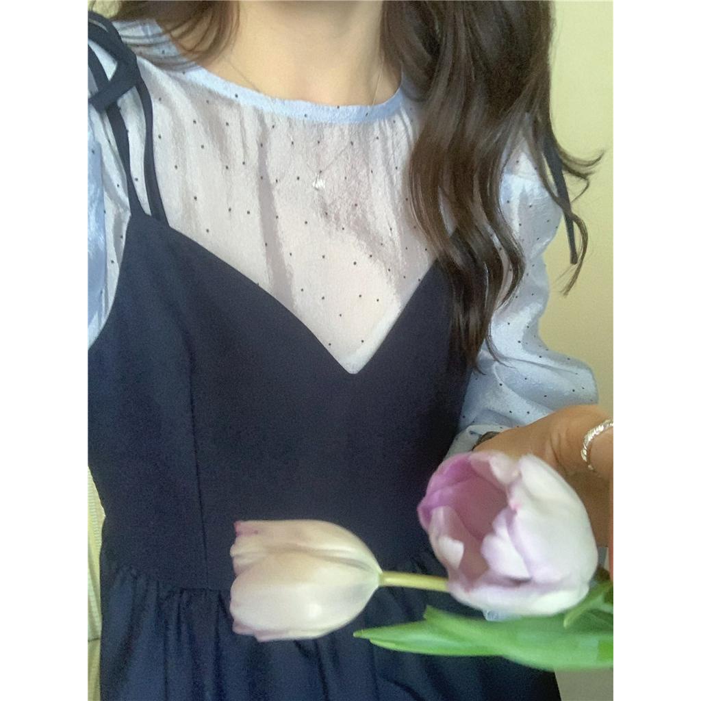 Đầm Giả Hai Mảnh Dài Tay Phong Cách Retro 54336