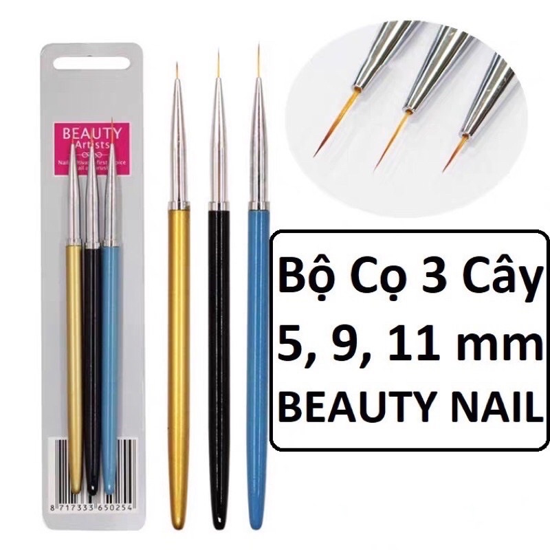 Bộ cọ vẽ nét 3 cây - bộ cọ 3 cây - set cọ nét