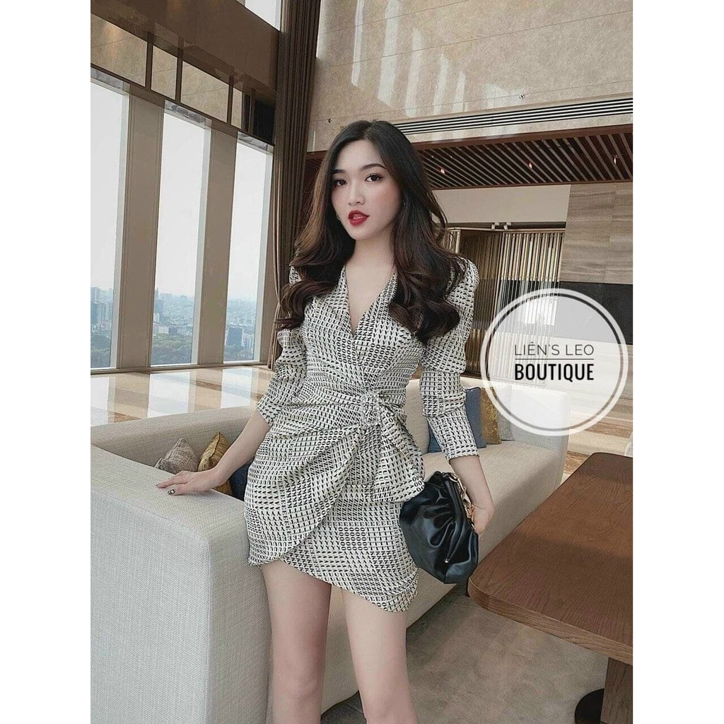 [MẪU MỚI]Đầm nữ họa tiết caro kết hợp thắc nơ ngang bụng quá đẹp | BigBuy360 - bigbuy360.vn