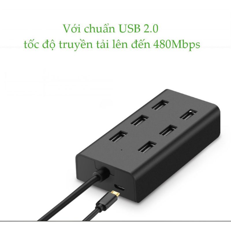 Bộ chia USB 2.0 ra 7 cổng, hỗ trợ mở rộng cổng USB 2.0 cho máy tính, laptop, dài 1m Ugreen 30374 CR133 - Hàng Chính Hãng