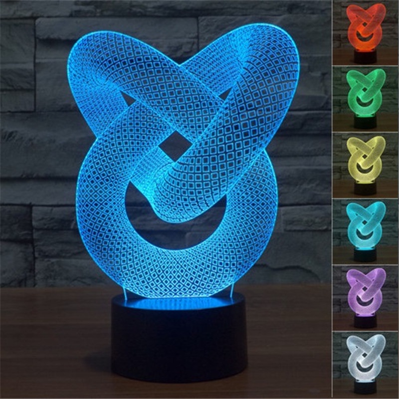 Đèn ngủ Mobius Strip 3D 7 màu Gradient Đèn bàn LED USB sáng tạo