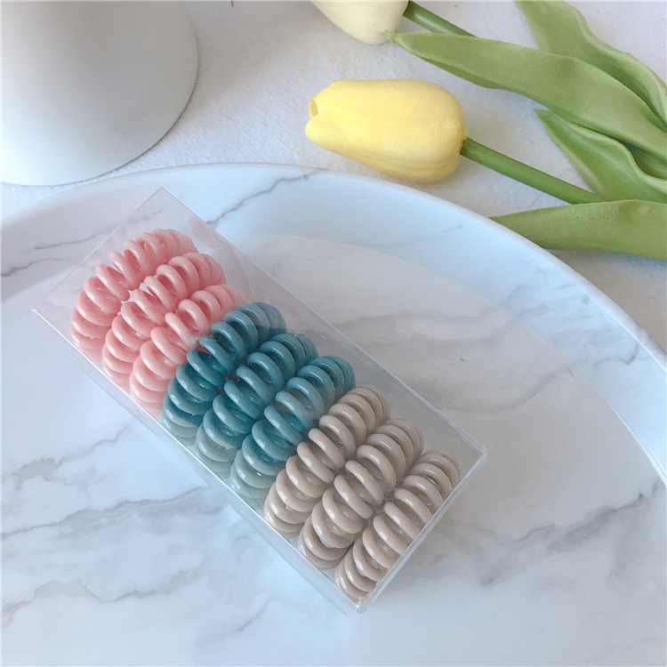 Set 9 Dây Buộc Tóc Lò Xo Dạng Dây Điện Thoại