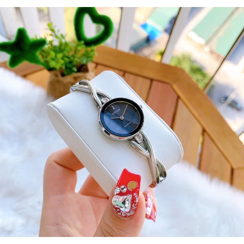 ĐỒNG HỒ NỮ CHÍNH HÃNG Citizen EX1420-50E Dây bạc mặt đen tinh tế, gia công tinh xảo