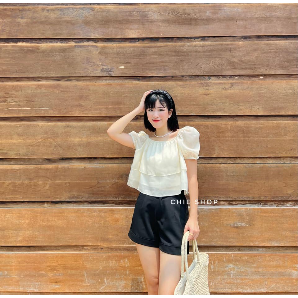 CELI TOP - Áo tơ tay phồng - Áo tơ phong cách tiểu thư