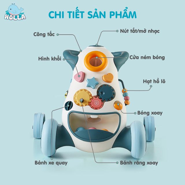 Xe tập đi đa năng Holla - chống lật chống trơn trượt