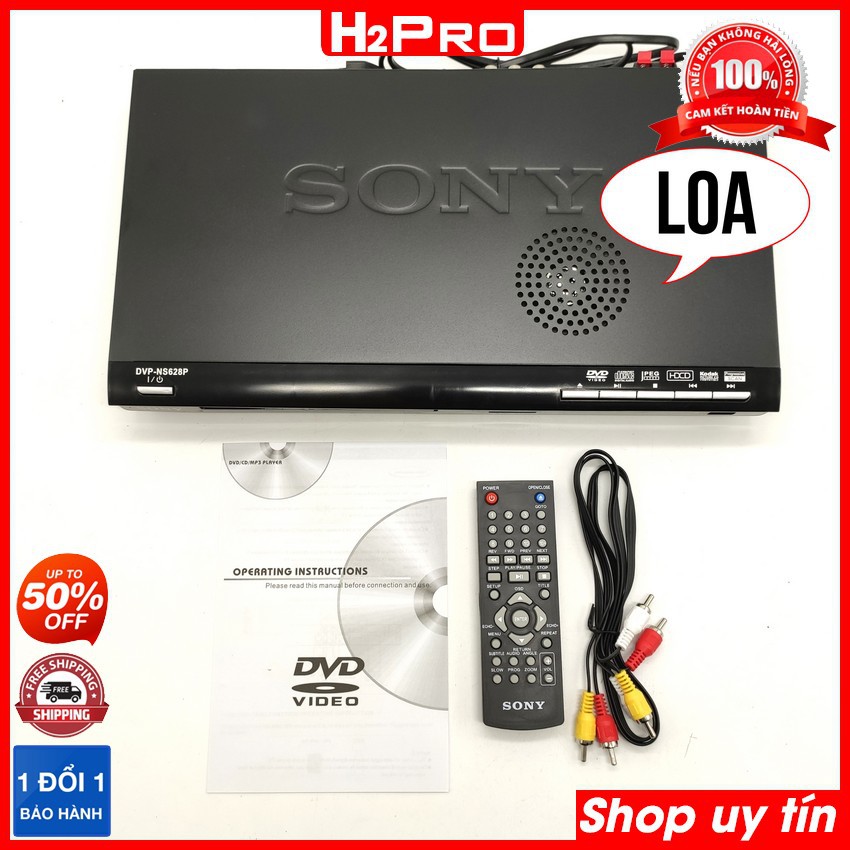 Đầu đĩa DVD Sony DVP-NS628P H2Pro USB-Thẻ nhớ,tích hợp loa và 2 cổng cắm loa rời, đầu dvd karaoke sony cao cấp Tặng quà