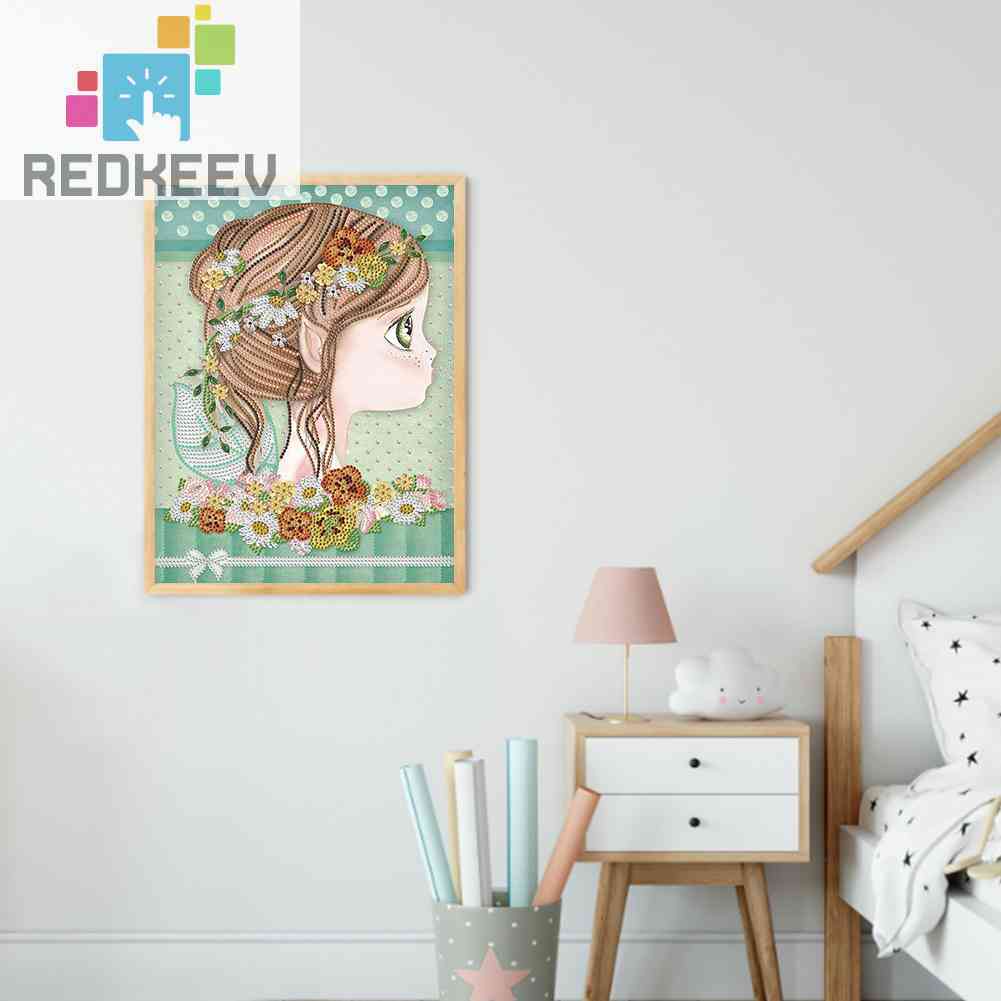 Bộ Tranh Đính Đá 5D DIY Hình Cô Gái Elf Để Trang Trí Nhà