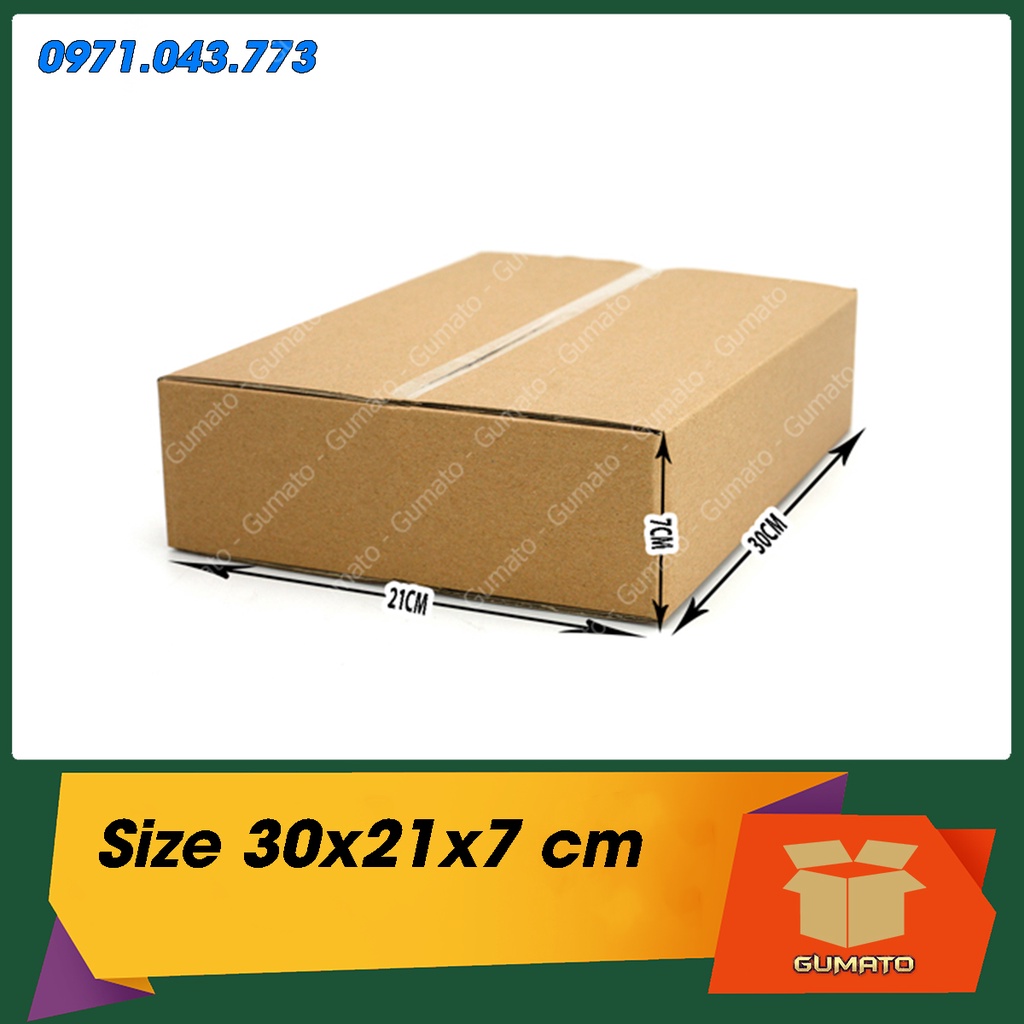 Size 30x21x7 cm, hộp giấy thùng carton gói hàng tại Gumato