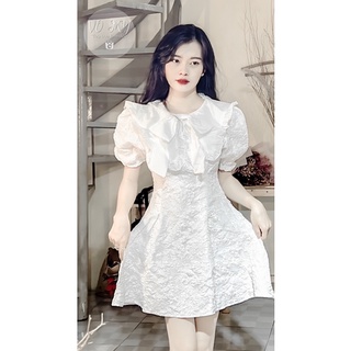 Đầm xoè trắng xoè cổ petter