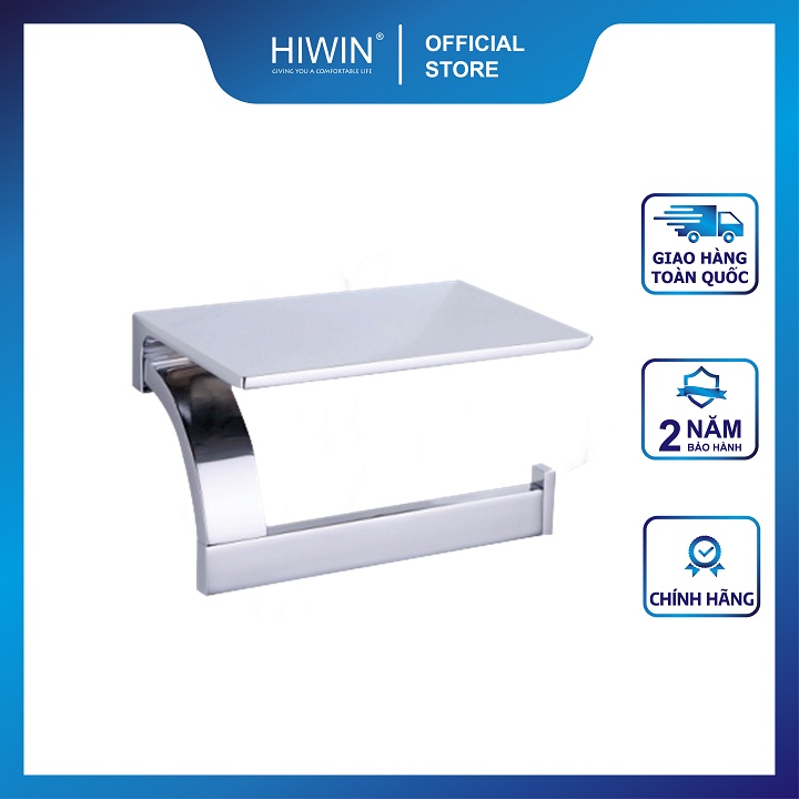 Lô giấy, hộp đựng giấy vệ sinh kèm giá để điện thoại chất liệu đồng mạ crom cao cấp HIWIN Y-11301