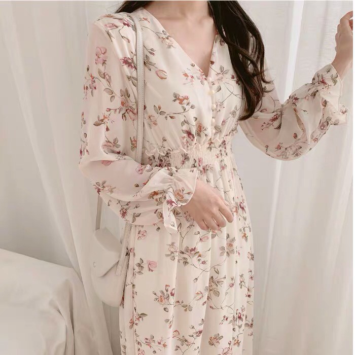 Váy Hoa Nhí Đầm vintage Voan Dáng Dài đẹp dễ thương dáng xòe có lớp lót Quảng Châu kozoda D5 | WebRaoVat - webraovat.net.vn