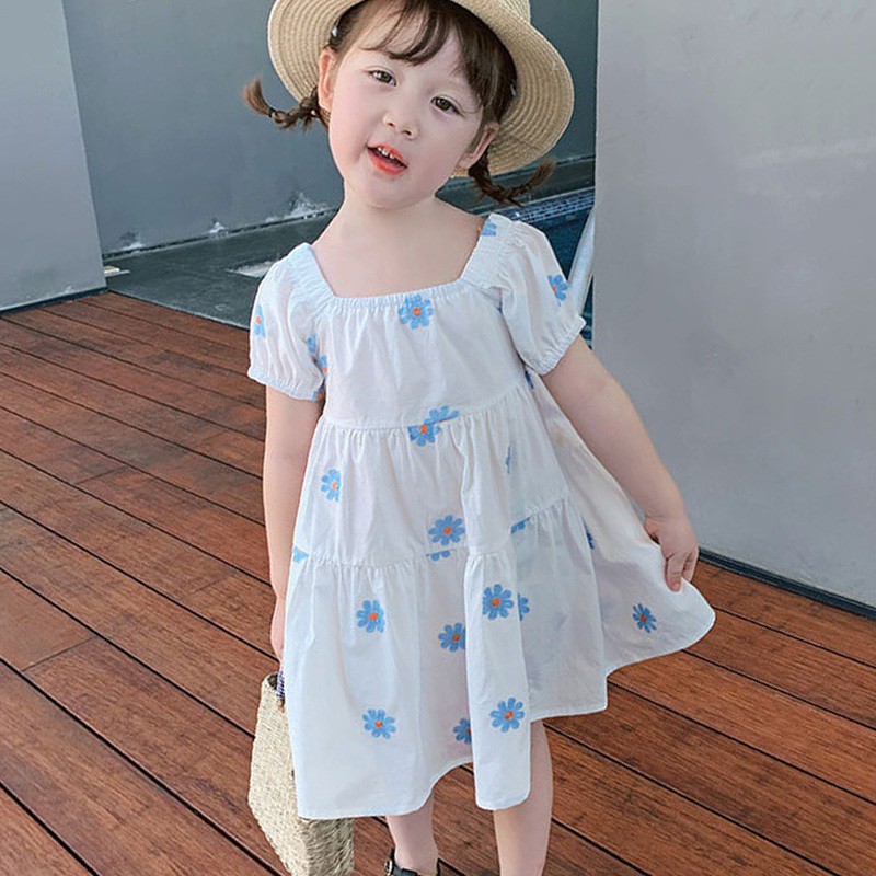 Đầm Bé Gái Tay Ngắn In Hình Hoa Hướng Dương