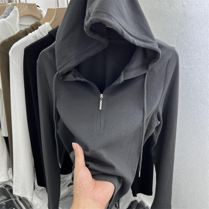 Áo Thun Nữ Dài Tay Có Mũ Trùm Đầu Phong Cách Mùa Thu Mới