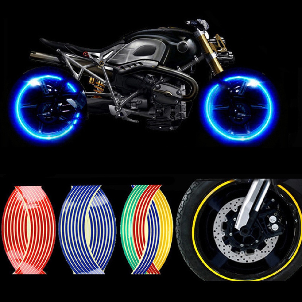 Bộ 16 Miếng Dán Viền Bánh Xe Hơi / Xe Máy Phản Quang 17 &quot;18&quot;