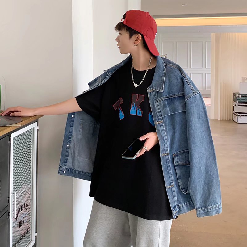 Áo Thun Tay Ngắn Dáng Rộng In Chữ Phong Cách Hip Hop Hàn Quốc Thời Trang Mùa Hè Cho Nam Size M-8XL