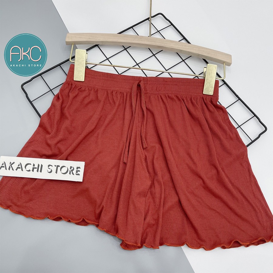 Quần short nữ thun xòe trơn, quần đùi nữ đẹp cạp chun vải tăm thái mịn mát co giãn thỏa mái AKACHI – QD02 | BigBuy360 - bigbuy360.vn