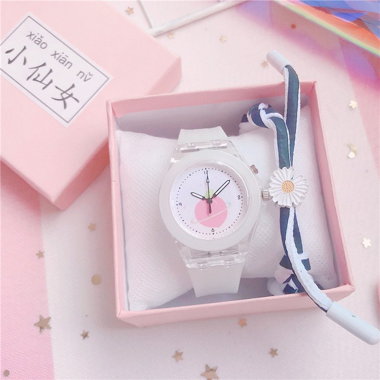 Đồng hồ thời trang nữ Mstianq ML01 led phát sáng đổi màu tuyệt đẹp, phong cách Hàn Quốc, dây silicon êm tay