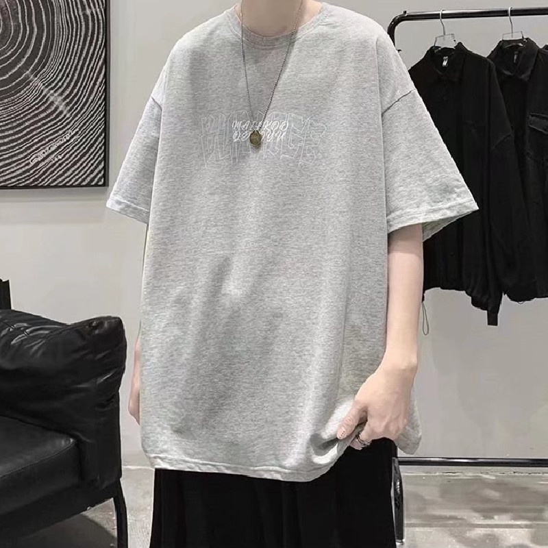 Áo Thun Tay Ngắn Cổ Tròn In Chữ Phong Cách Hàn Quốc Dành Cho Nam size M-5XL