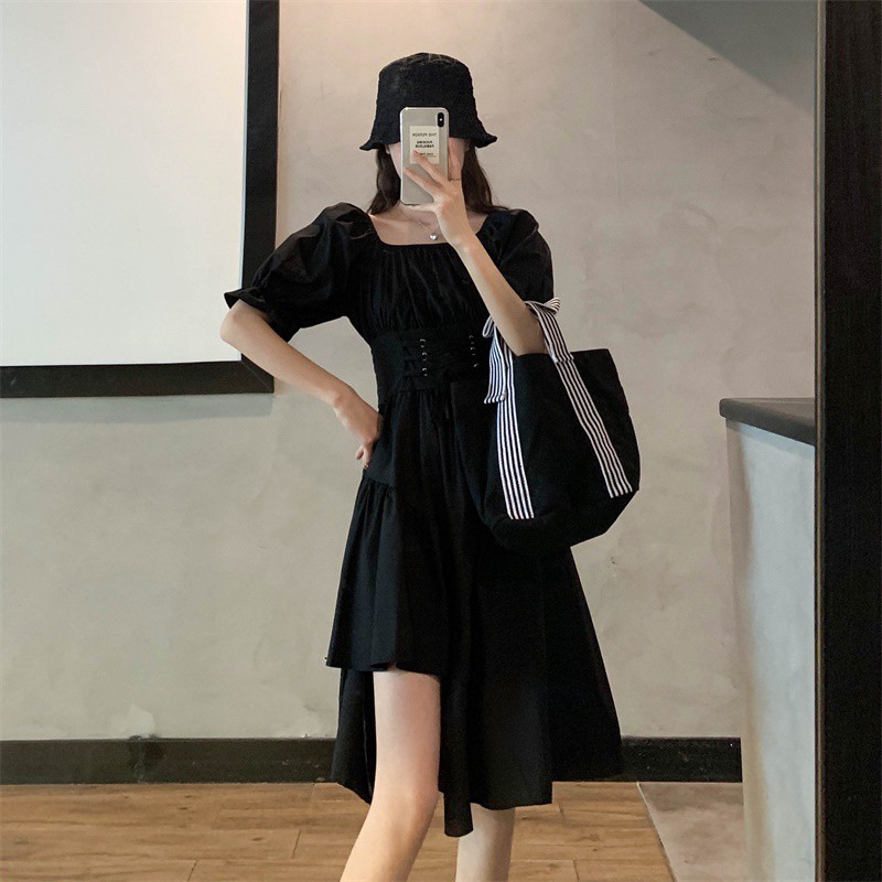 đầm ulzzang Thun Nữ Form Rộng Xẻ Tà Cá Tính