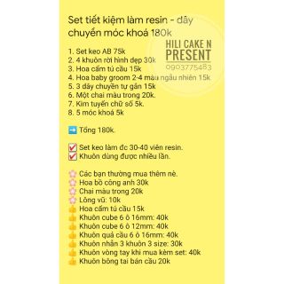 Set tiết kiệm làm resin - móc khoá dây chuyền