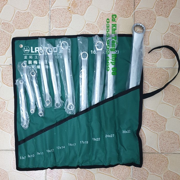 Cờ lê 2 đầu cờ lê vòng miệng Bộ cờ lê tròng 2 đầu cao cấp 10 chi tiết 6 - 32mm