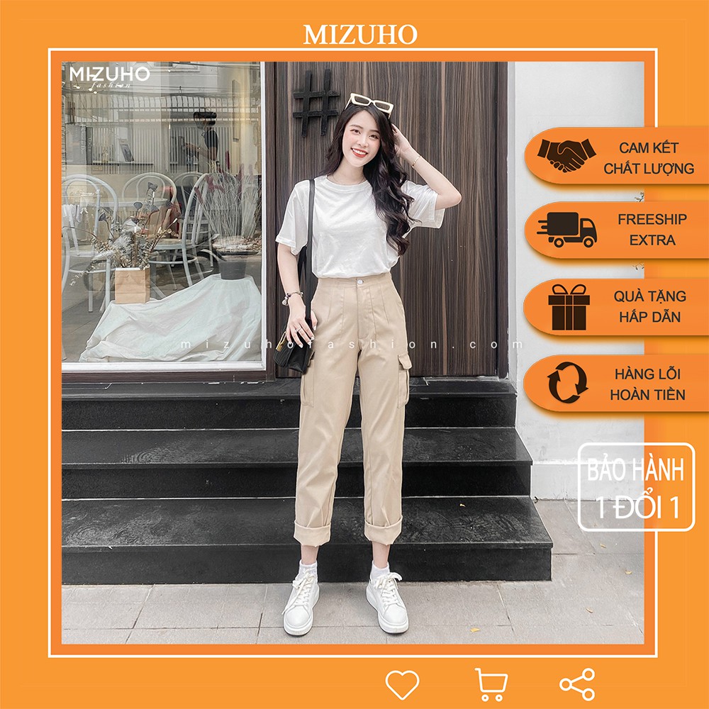 Quần túi hộp nữ kaki xắn gấu cao cấp Mizuho