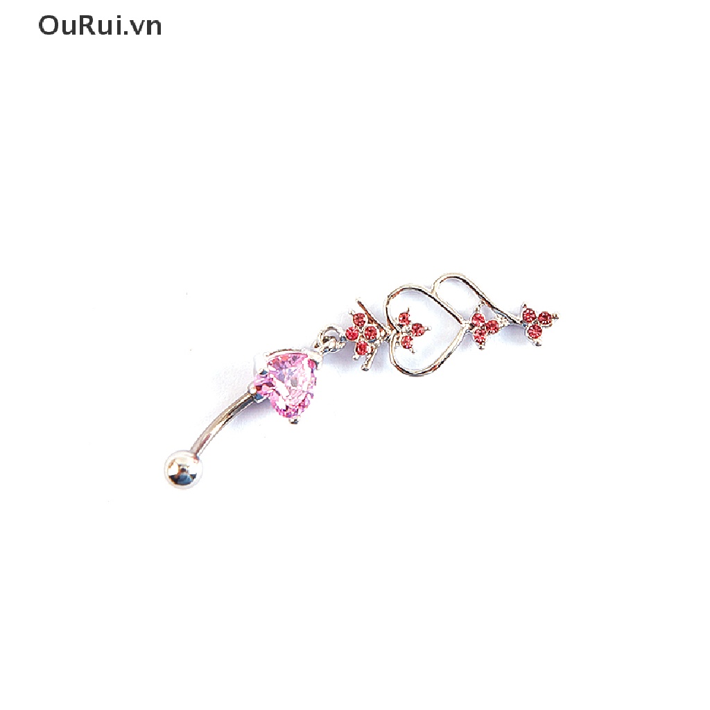 Khuyên Rốn Hình Trái Tim Đính Đá Lấp Lánh