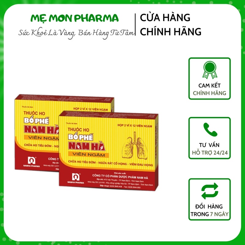 Viên Ngậm Bổ Phế Nam Hà (Hộp 2 vỉ x 12 viên) Bổ Phế•Tiêu Đờm•Giảm Ho -Hot