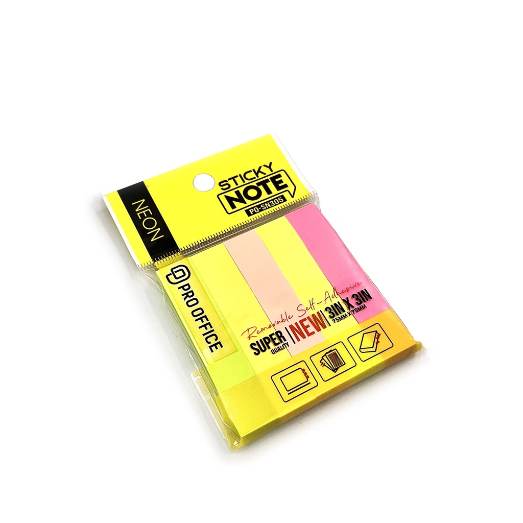 Giấy Ghi Chú Màu Neon Nhỏ PRO OFFICE Bắt Mực Tốt, Nhanh Khô SN205/304/305