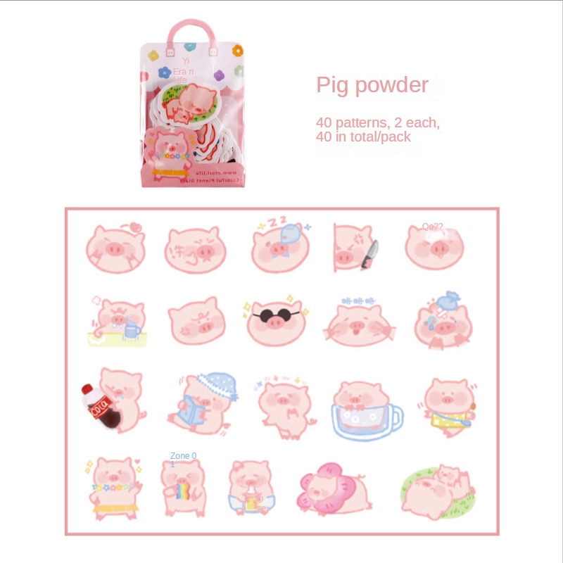 Set 40 Miếng Dán Nhiều Màu Sắc Họa Tiết Hoạt Hình Trang Trí Nhật Ký/Điện Thoại/Sổ Tay Xinh Xắn