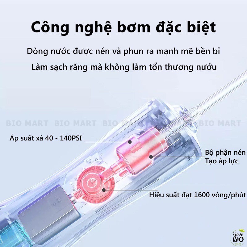 Máy tăm nước Xiaomi Enpuly ML8 Không dây – Tăm nước vệ sinh răng miệng sạch sâu, chống nước IPX7 250ml - BIO208