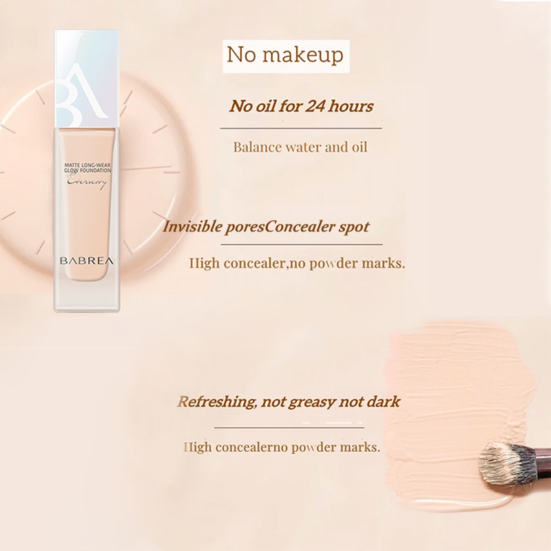 Kem nền che khuyết điểm BABREA dạng lỏng màu lì lâu trôi 30ml