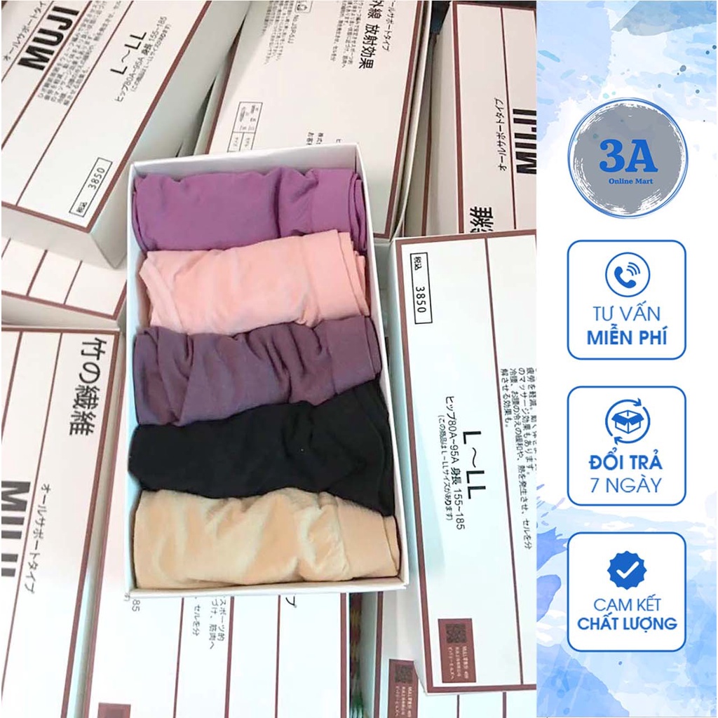 Quần chip cotton cạp cao, chất vải cao cấp, mặc dễ chịu,siêu co dãn Muji set 5 quần - M019