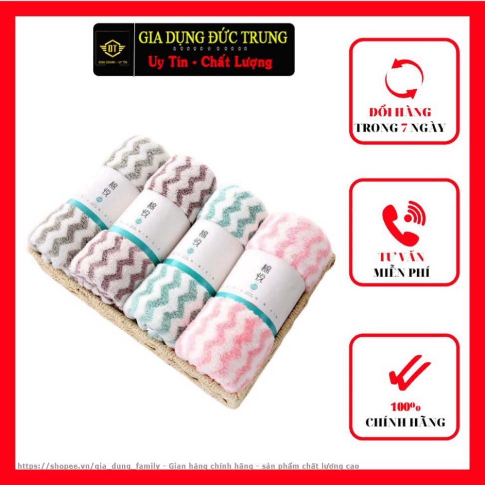 Khăn Mặt Hàn Quốc sợi bông mềm mại cao cấp, khăn lau mặt vân kẻ sọc lông cừu thấm hút siêu tốt size 30x50cm