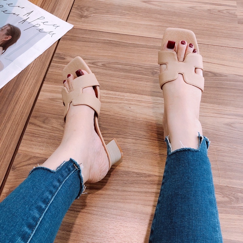 Guốc dép cao gót nữ 5p đẹp mê ly gót vuông cao cấp siêu xinh chất mềm êm chân - Chi Chanh Store