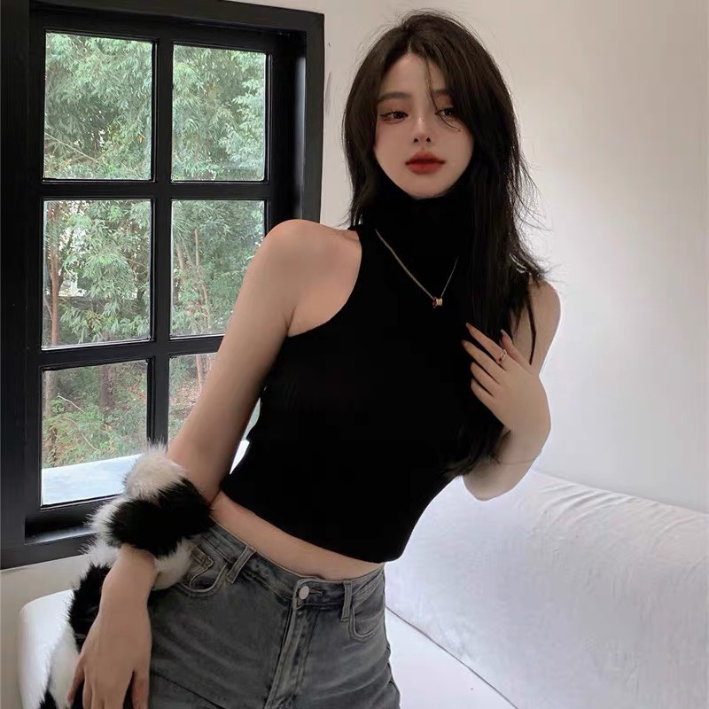 Áo Croptop Nữ Gân Tăm, Ba Lỗ Cổ Cao 3p - Tharo Clothing [AO00004] | BigBuy360 - bigbuy360.vn