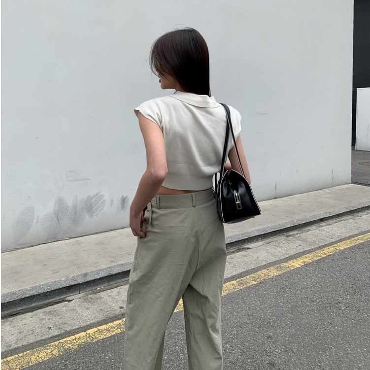 Xiaozhainv Áo lửng dệt kim tay ngắn phong cách cổ điển Hàn Quốc thời trang mùa hè cho nữ với 4 màu tùy chọn