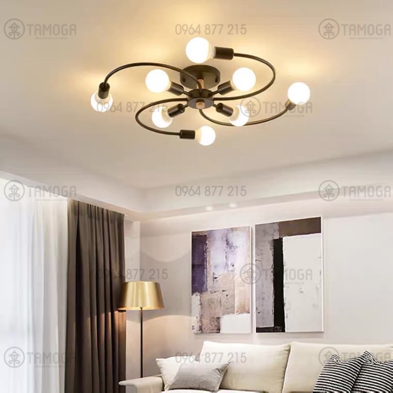 Đèn treo trần, đèn trang trí phòng khách chữ S 6 tay, 8 tay DCH 1190