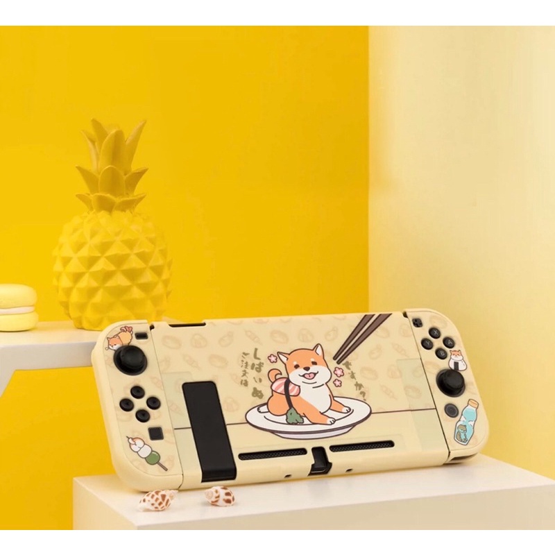 Bộ ốp lưng và case Joy-Con chủ đề chó con Shiba Inu  chất liệu PC cao cấp hãng Geekshare cho máy Nintendo Switch v1,v2