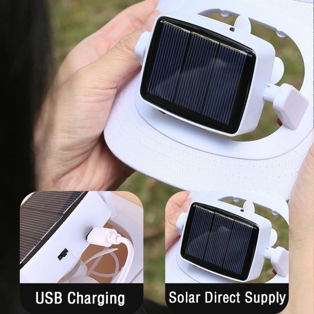 Nón Lưỡi Trai Tích Hợp Quạt Năng Lượng Mặt Trời + Cổng Sạc USB Tiện Dụng