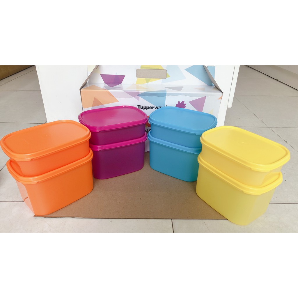 Tupperware hộp bảo quản thực phẩm Colorful rectangular 250ml 850ml 1,9L