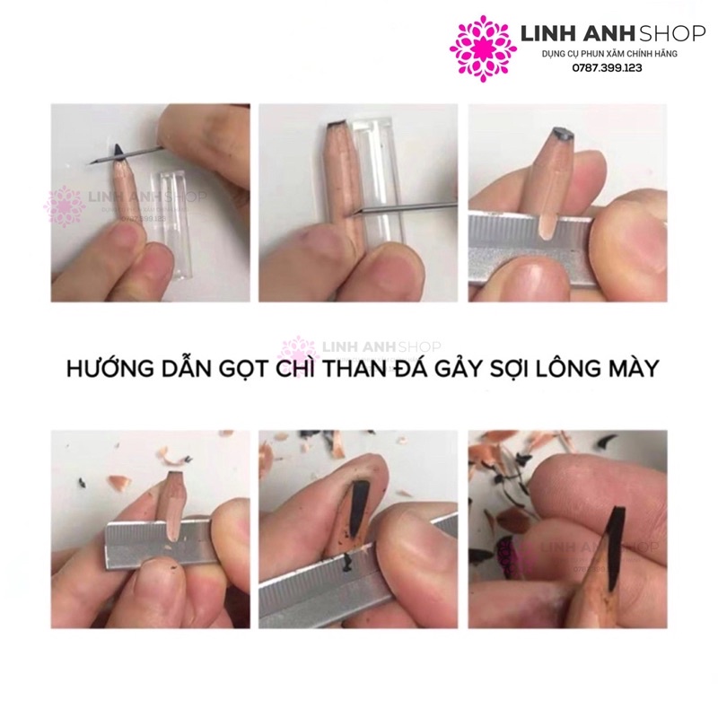 Chì Gỗ Than Đá Lõi Cứng Kẻ Sợi Lông Mày Chống Thấm Nước Phun Xăm Makeup
