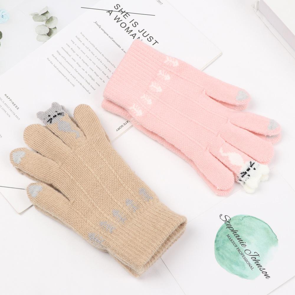 SUSANS Găng Tay Dệt Kim Mềm Mại Hoạ Tiết Hoạt Hình Đáng Yêu