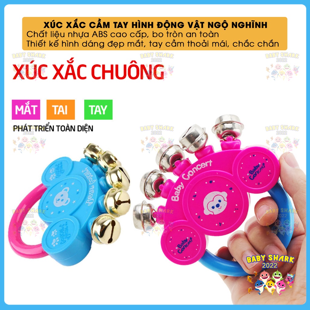 Xúc xắc cầm tay, lục lạc cầm tay hình động vật ngộ nghĩnh đáng yêu cho bé