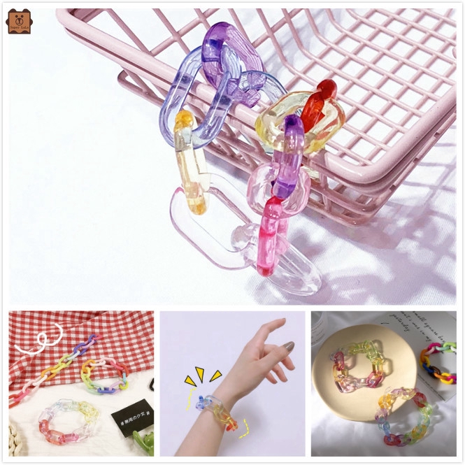 Vòng tay trong suốt chất liệu Acrylic màu cầu vồng xinh xắn cho cặp đôi