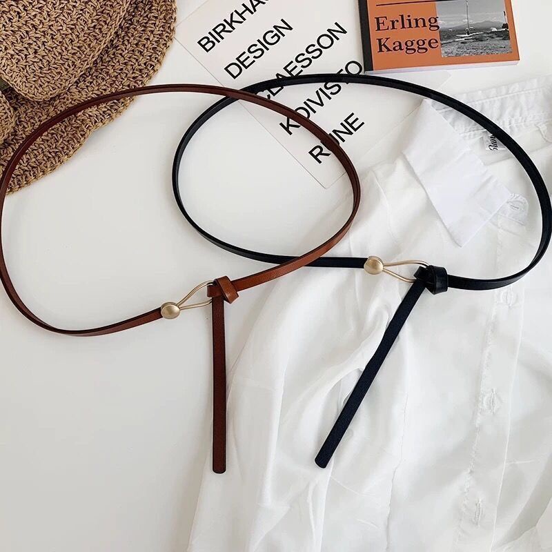 Thắt Lưng Da Pu Phối Nút Kim Loại Thời Trang Cho Nữ