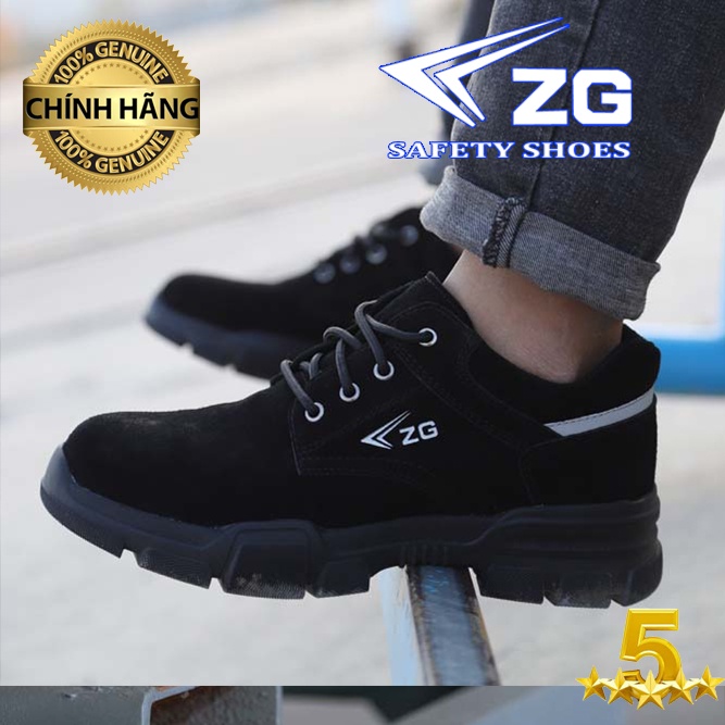 Giày bảo hộ ZG chống đinh, chống va đập, chống trơn trượt, cổ thấp, da bò lộn, thời trang,  chính hãng